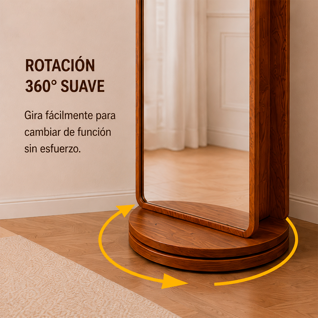 Espejo Giratorio 2 en 1 con Estantería
