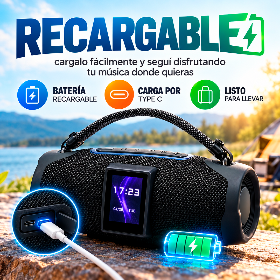 Bocina Bluetooth Con Pantalla Táctil