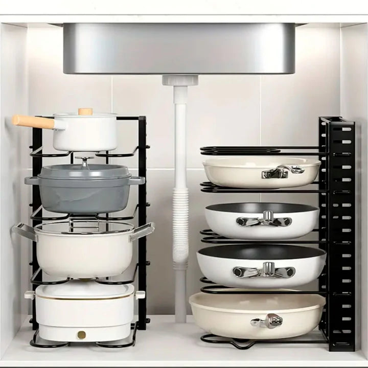 Organizador Ajustable para Ollas, Tapas y Sartenes