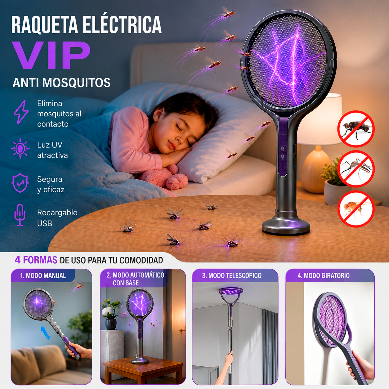Raqueta Eléctrica VIP para Zancudos