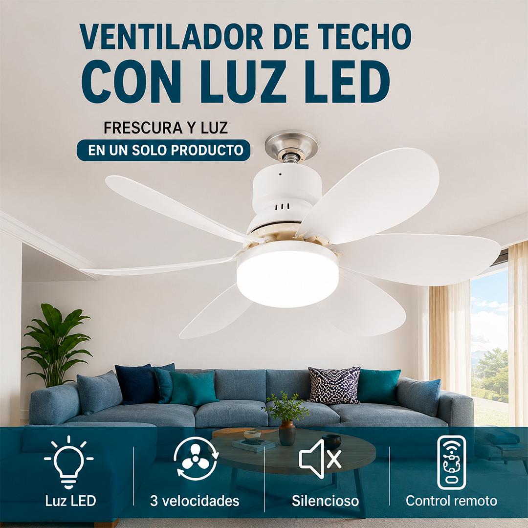 Ventilador de Techo con Luz LED 2 en 1