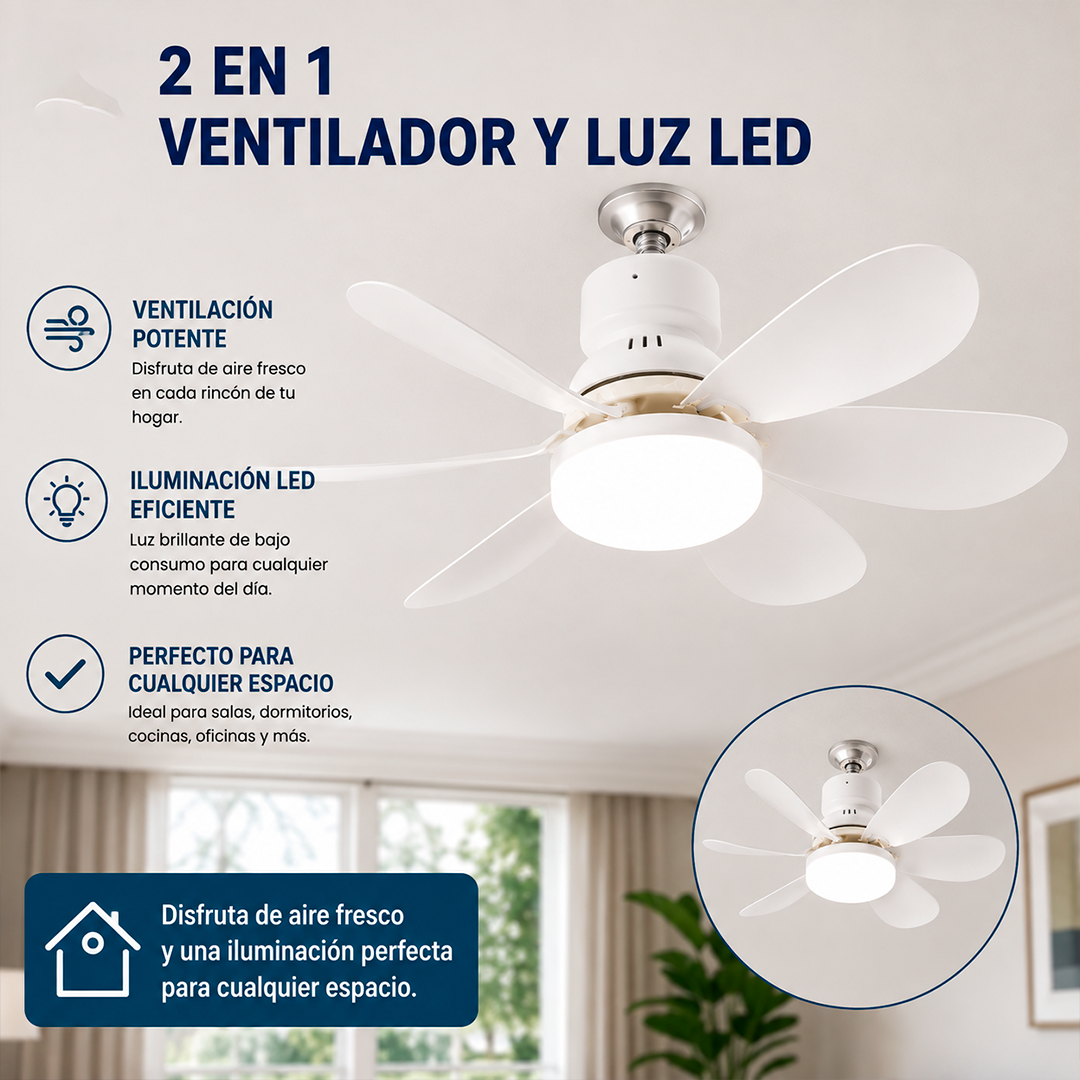 Ventilador de Techo con Luz LED 2 en 1
